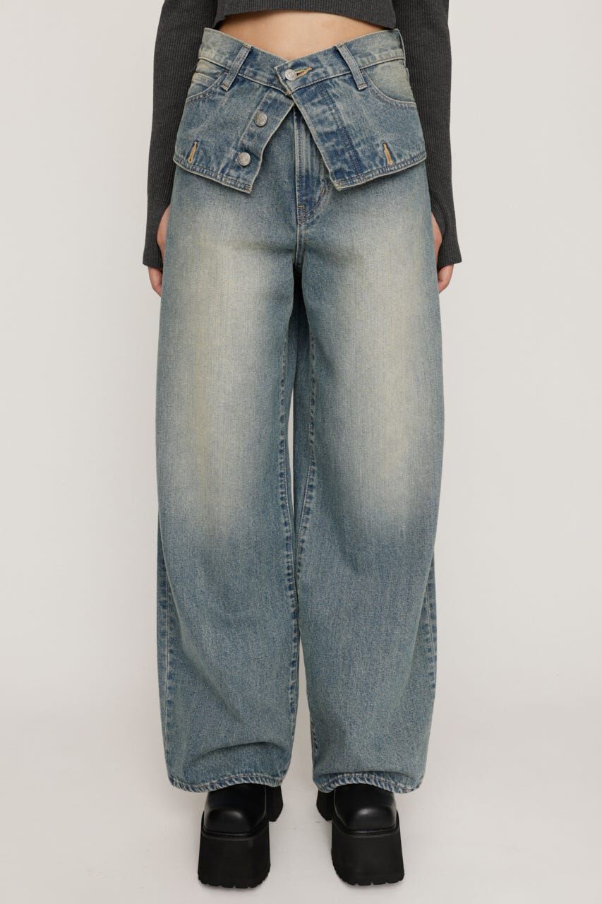 SLY「LAYERED STRAIGHT DENIM パンツ」|デニム|