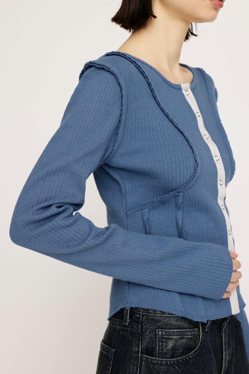 SLY「FRONT BUTTON CUT RIB トップス」|Tシャツ・カットソー|