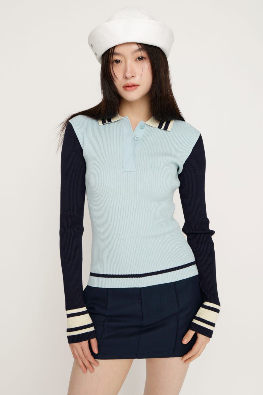 SLY「BICOLOR KNIT トップス」|ニット・セーター|L/BLU1