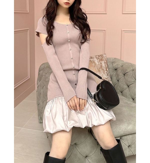 RESEXXY「ヘムドッキングミニニットワンピース」|ワンピース|ピンク