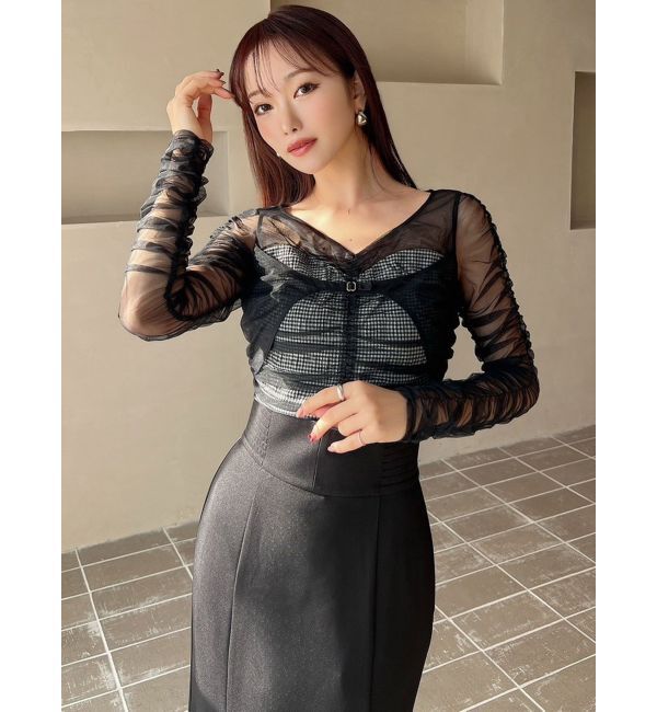 RESEXXY「シャーリングレイヤードトップス」|シャツ・ブラウス|