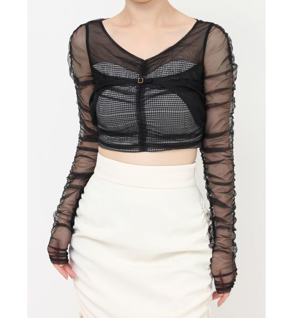 RESEXXY「シャーリングレイヤードトップス」|シャツ・ブラウス|