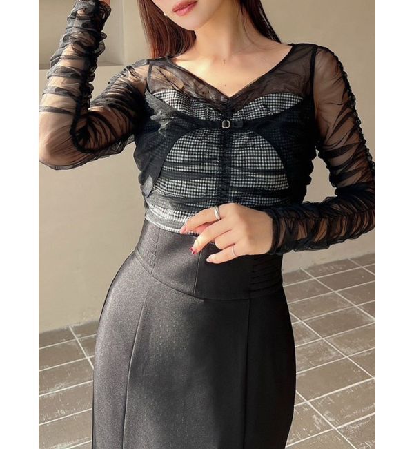 RESEXXY「シャーリングレイヤードトップス」|シャツ・ブラウス|ブラック