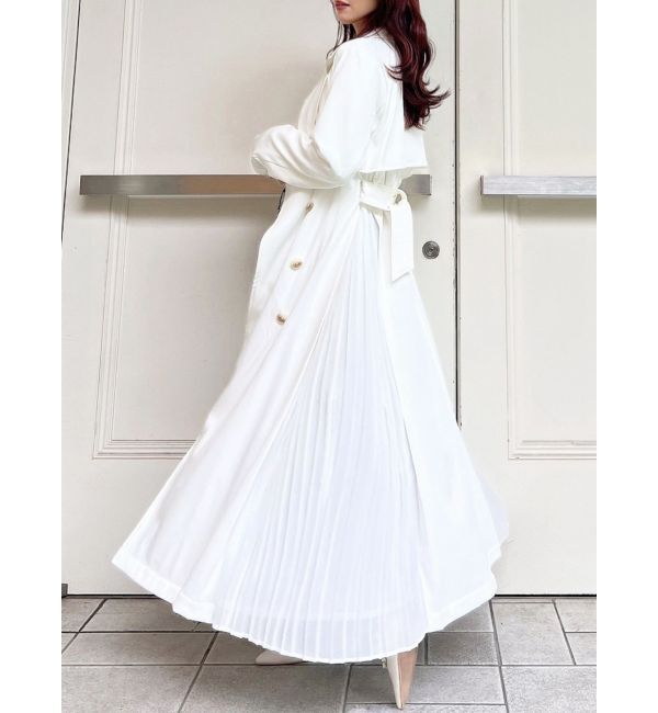 RESEXXY「サイドプリーツトレンチコート」|トレンチコート|ホワイト