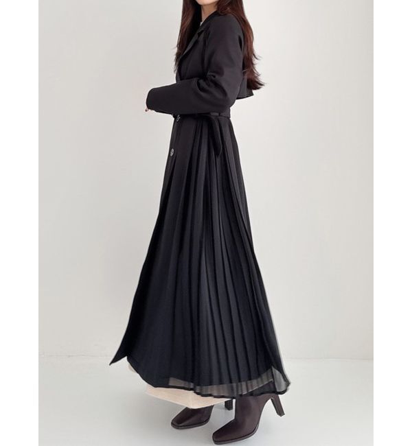 RESEXXY「サイドプリーツトレンチコート」|トレンチコート|ブラック