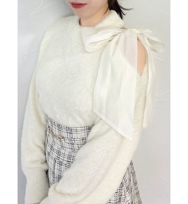 dazzlin「ワンショルミニシャギーニットトップス」|ニット・セーター|