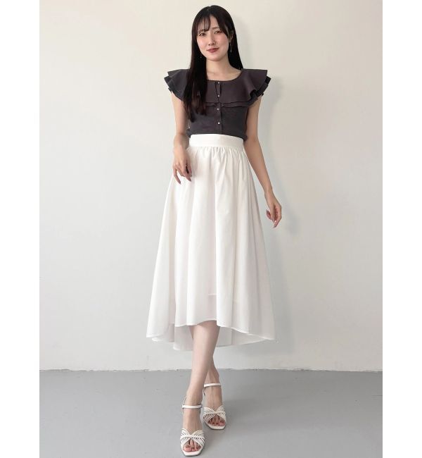 MERCURYDUO「編み変化ノースリーブラッフルコンパクトニット」|ニット・セーター|