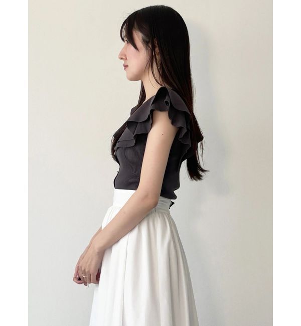 MERCURYDUO「編み変化ノースリーブラッフルコンパクトニット」|ニット・セーター|