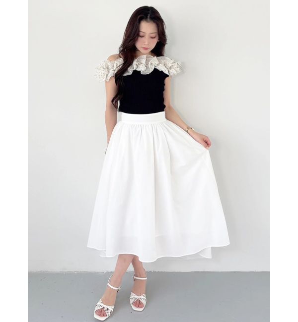 MERCURYDUO「2WAY異素材ランダムラッフルノースリニット」|ニット・セーター|