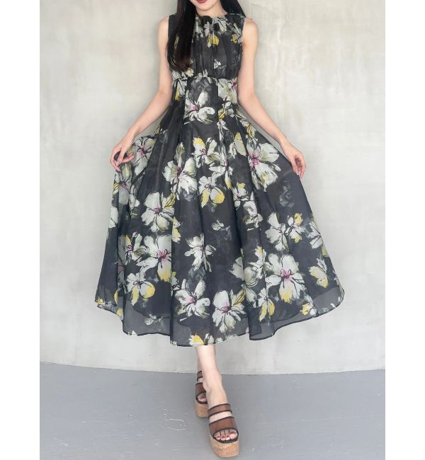 MERCURYDUO「フラワータックギャザーワンピース」|ワンピース|