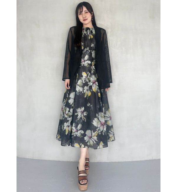 MERCURYDUO「フラワータックギャザーワンピース」|ワンピース|