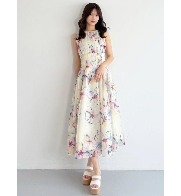 MERCURYDUO「フラワータックギャザーワンピース」|ワンピース|