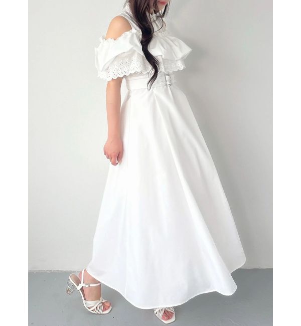 MERCURYDUO「オフショルシャツワンピース」|ワンピース|オフホワイト