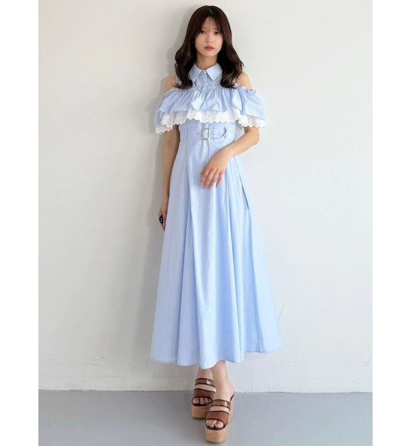 MERCURYDUO「オフショルシャツワンピース」|ワンピース|