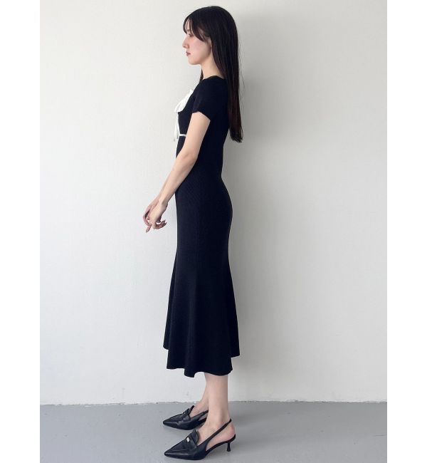 MERCURYDUO「レースレイヤードマーメイドニットワンピース」|ワンピース|