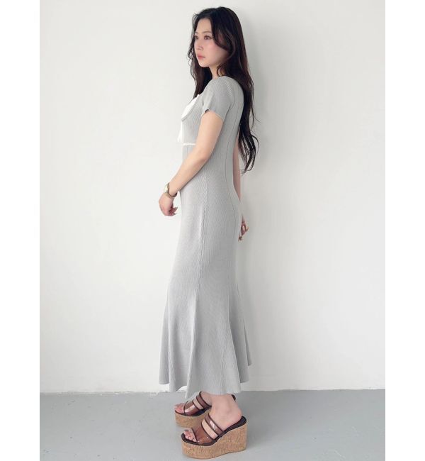 MERCURYDUO「レースレイヤードマーメイドニットワンピース」|ワンピース|