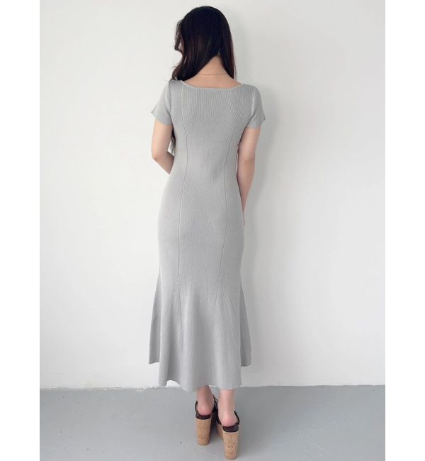 MERCURYDUO「レースレイヤードマーメイドニットワンピース」|ワンピース|