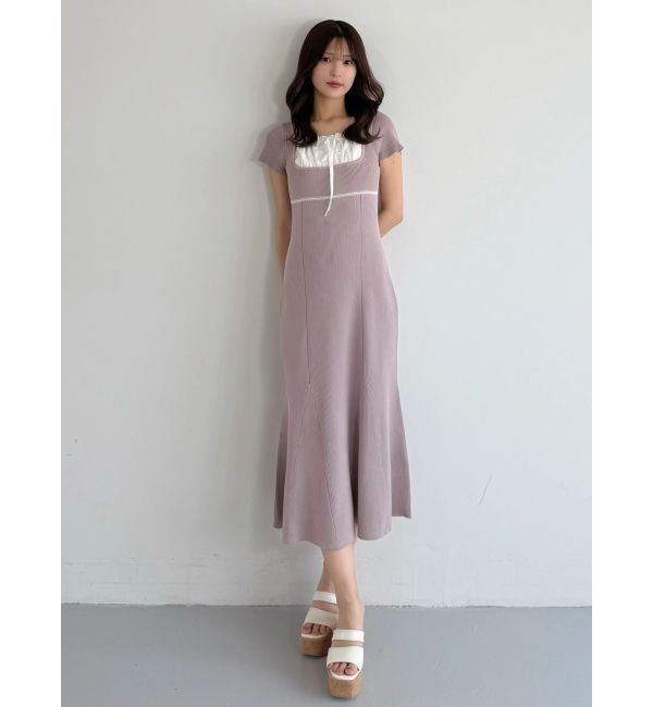 MERCURYDUO「レースレイヤードマーメイドニットワンピース」|ワンピース|