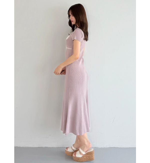 MERCURYDUO「レースレイヤードマーメイドニットワンピース」|ワンピース|