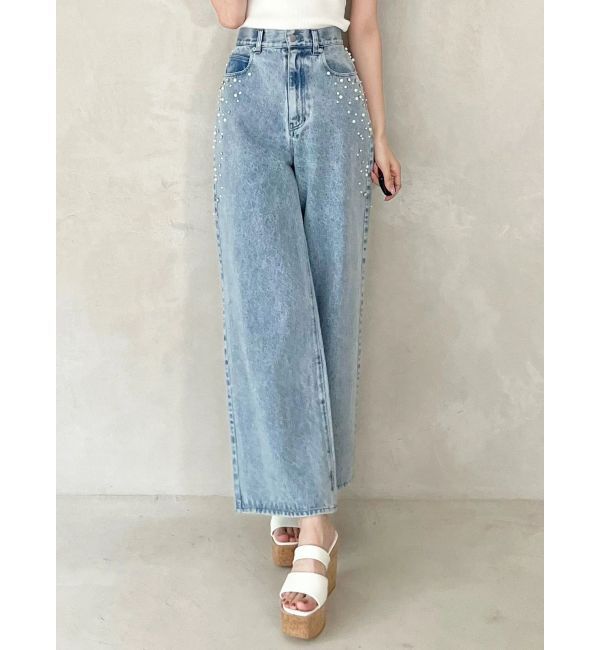 MERCURYDUO「パールビジューデニム」|デニム|