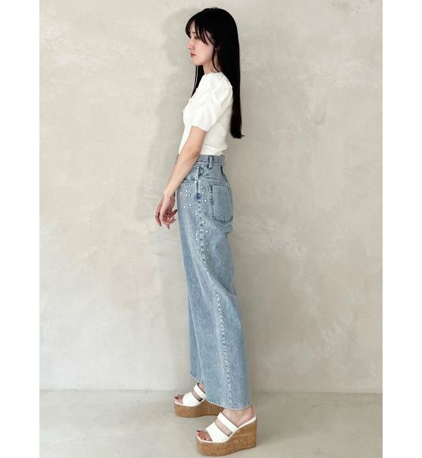 MERCURYDUO「パールビジューデニム」|デニム|