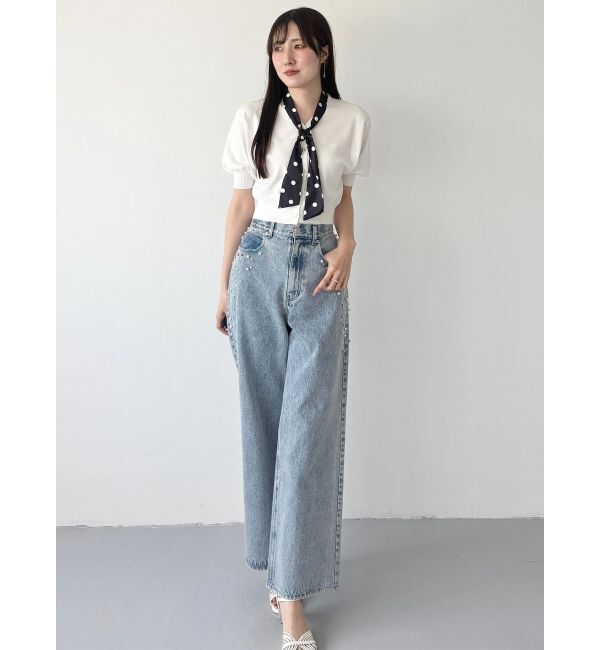 MERCURYDUO「パールビジューデニム」|デニム|
