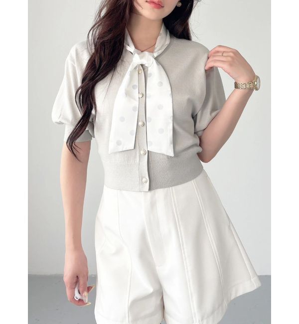 MERCURYDUO「スカーフ付きトップス」|ニット・セーター|ミントグリーン