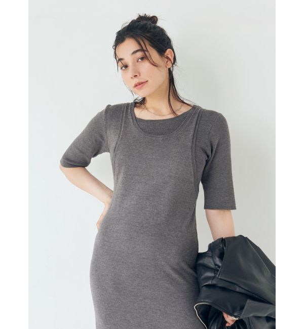 Ungrid「レイヤードニットワンピース」|ワンピース|