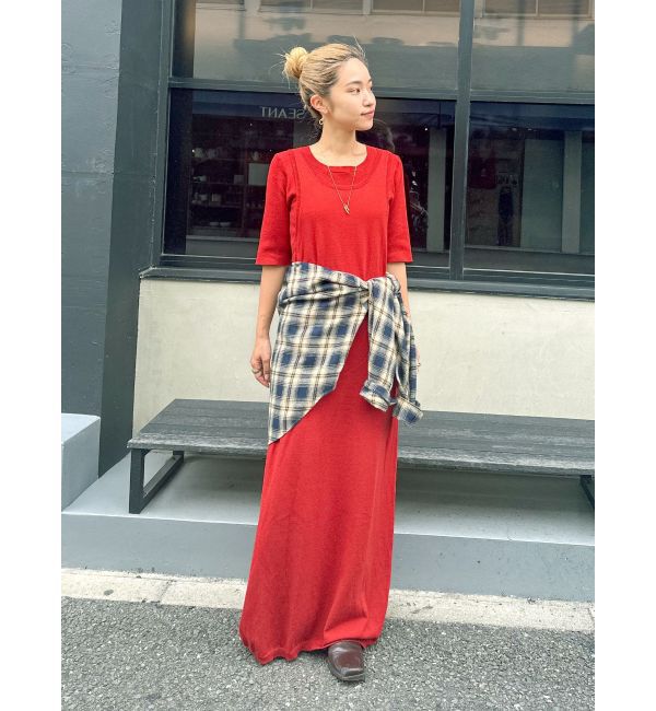 Ungrid「レイヤードニットワンピース」|ワンピース|レッド