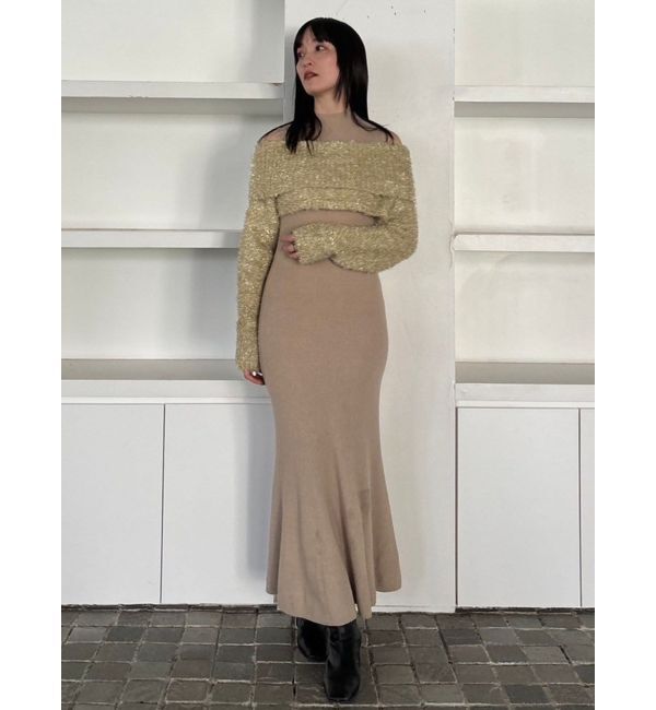 LAGUNAMOON「フェザーラメレイヤードニットワンピース」|ワンピース|