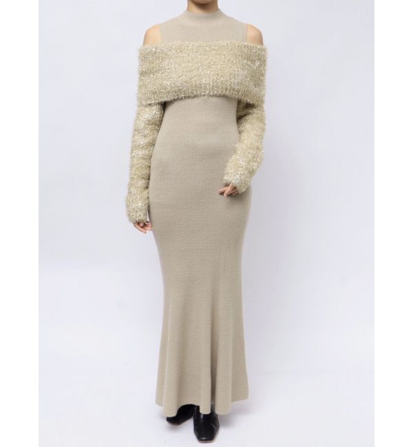 LAGUNAMOON「フェザーラメレイヤードニットワンピース」|ワンピース|