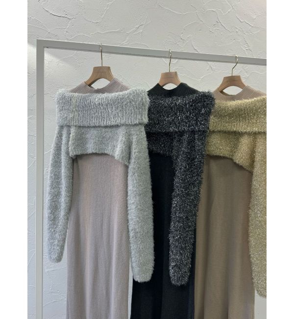 LAGUNAMOON「フェザーラメレイヤードニットワンピース」|ワンピース|