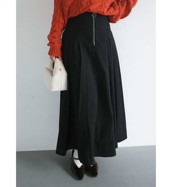 LAGUNAMOON「フロントZIPコルセットデザインフレアスカート」|スカート|ブラック