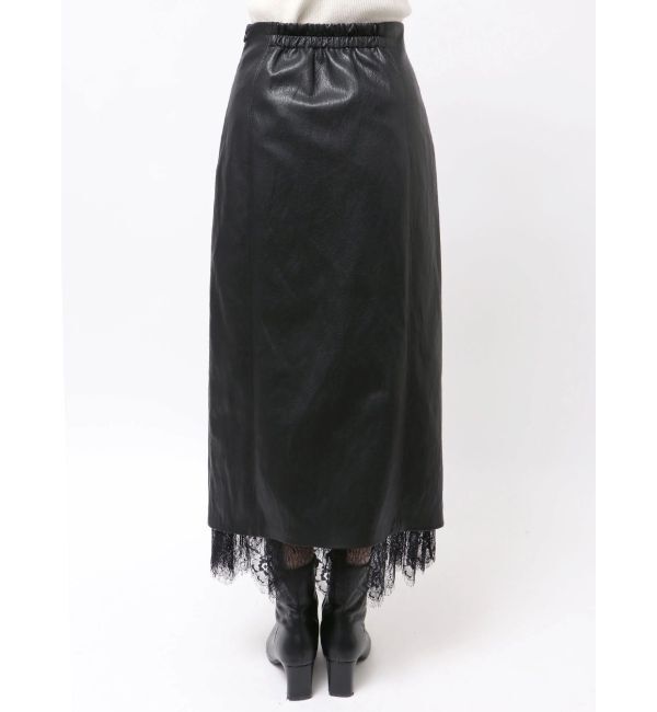 LAGUNAMOON「ヘムレースレイヤードハイウエストエコレザースカート」|スカート|