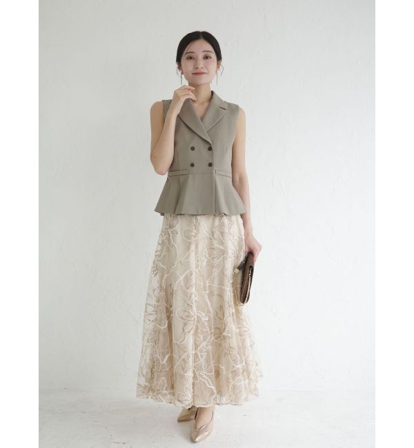 LAGUNAMOON「LADYベストセットフラワーチュールフレアスカート」|ワンピース|