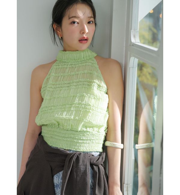 LAGUNAMOON「ボウタイシャーリングブラウス」|シャツ・ブラウス|グリーン