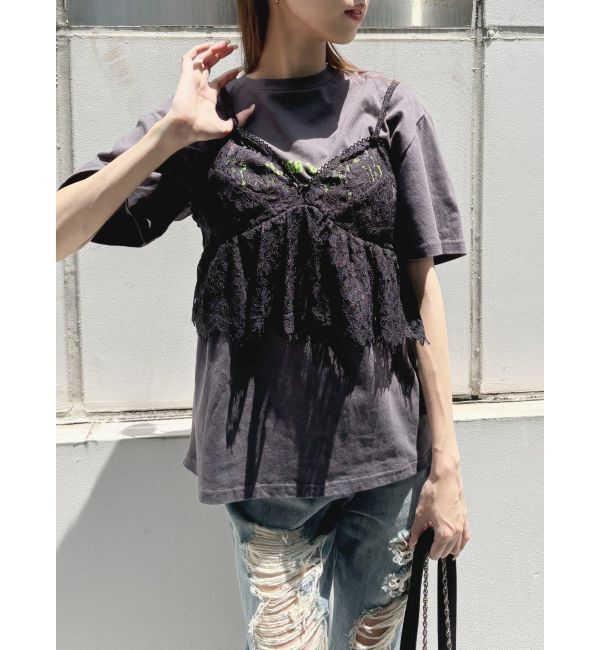 EVRIS「【WEB限定】レースビスチェSETTシャツ」|Tシャツ・カットソー|