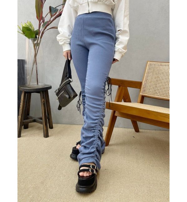 EVRIS「ドロストギャザーリブフレアパンツ」|その他|