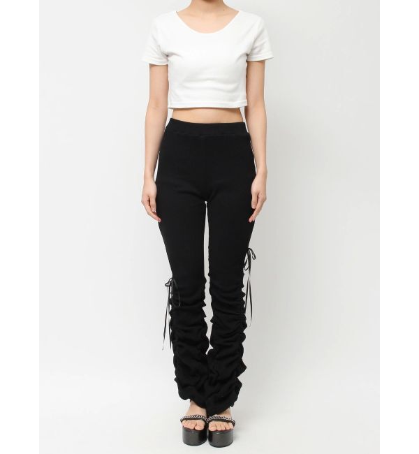 EVRIS「ドロストギャザーリブフレアパンツ」|その他|