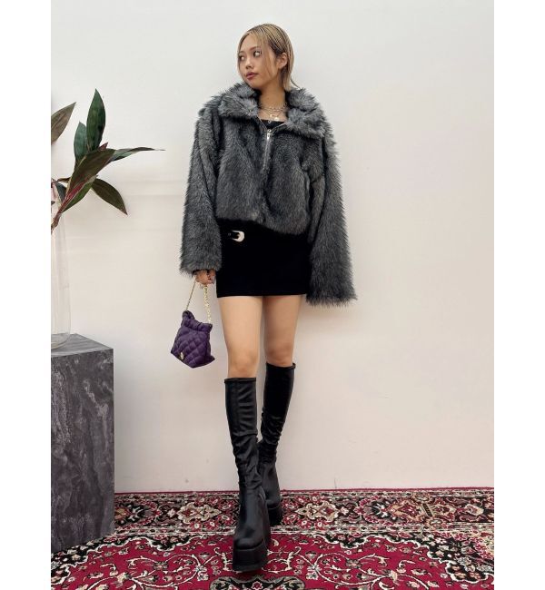 EVRIS「フェイクファーショートブルゾン」|ブルゾン・スタジャン|