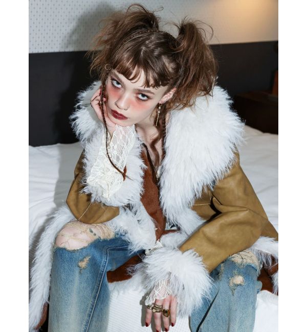 EVRIS「フェイクファームートンロングコート」|その他|