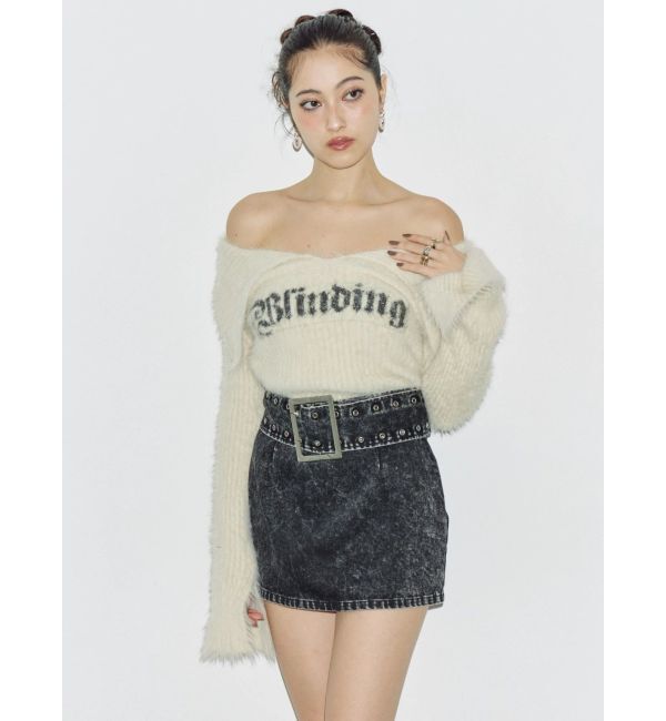 EVRIS「ラメロゴシャギーオフショルニットトップス」|ニット・セーター|