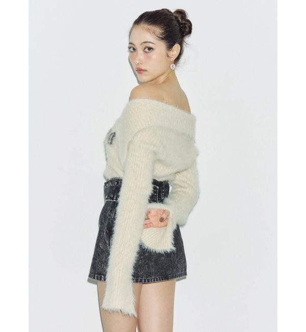EVRIS「ラメロゴシャギーオフショルニットトップス」|ニット・セーター|