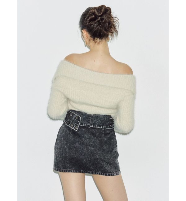 EVRIS「ラメロゴシャギーオフショルニットトップス」|ニット・セーター|