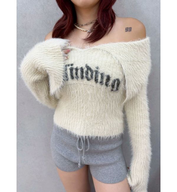 EVRIS「ラメロゴシャギーオフショルニットトップス」|ニット・セーター|