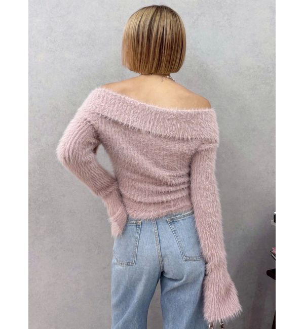 EVRIS「ラメロゴシャギーオフショルニットトップス」|ニット・セーター|