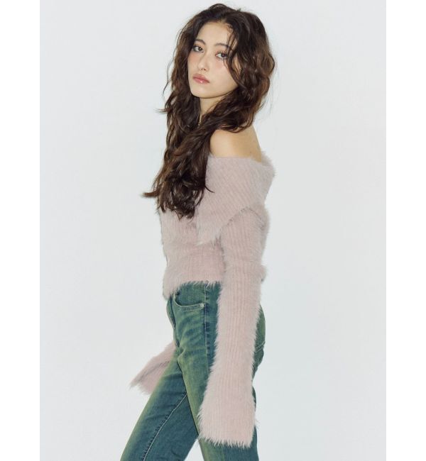 EVRIS「ラメロゴシャギーオフショルニットトップス」|ニット・セーター|