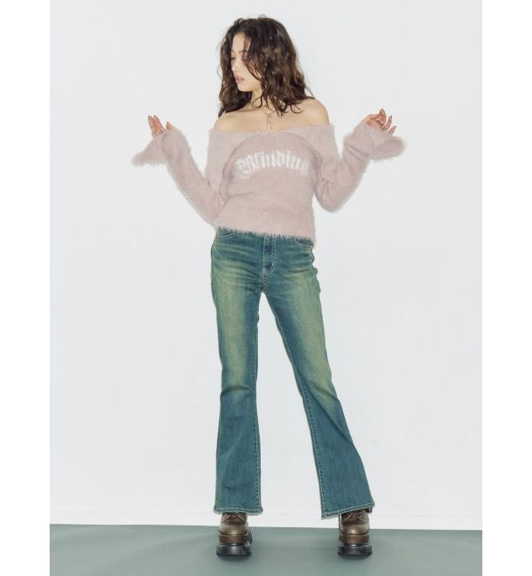 EVRIS「ラメロゴシャギーオフショルニットトップス」|ニット・セーター|