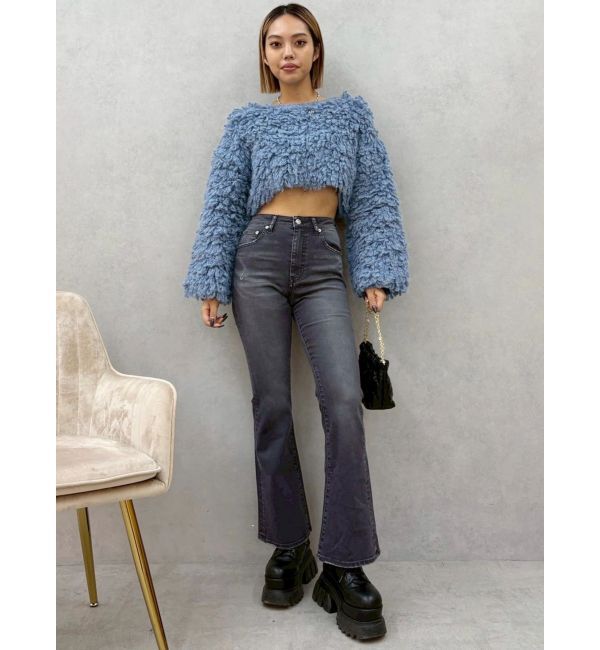 EVRIS「カラーヴィンテージライクストレッチフレアデニムパンツ」|デニム|