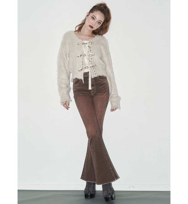 EVRIS「カラーヴィンテージライクストレッチフレアデニムパンツ」|デニム|